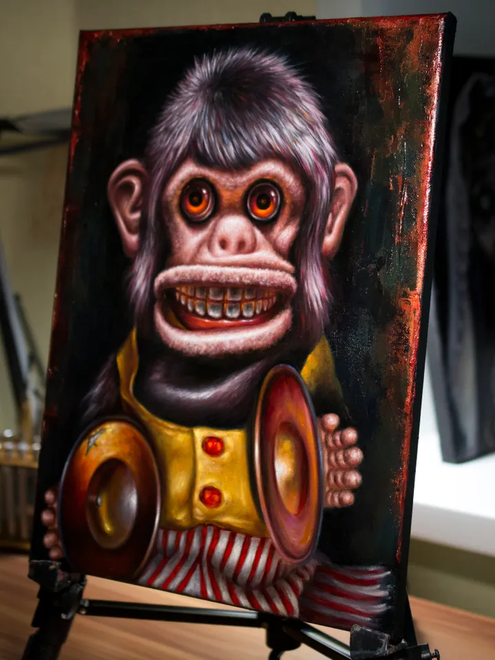 Oil painting The Monkey Jolly Chimp
