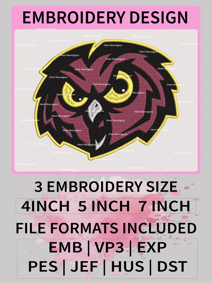 Temple Owls Embroidery Designs, NCAA Logo Machine Embroidery Files, College Team Embroidery Patterns