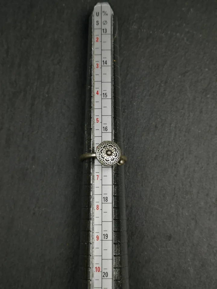 Gandhanra Unique Handcrafted Tibetan Silver Prayer Wheel Ring | Mandala Shape & Om Mantra | Adjustable Size | Protection Jewelry for Women