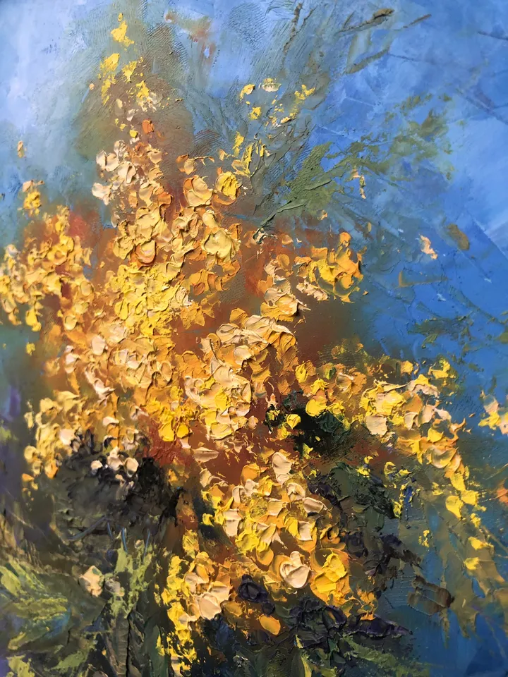 Flowers Painting Original Framed Floral Oil Painting Kitchen Still life