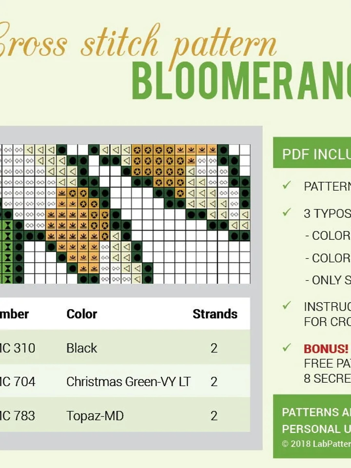 Cross stitch pattern Bloomerang Cross stitch pattern Plants vs Zombies PDF Format Instant Download Home decor Modern