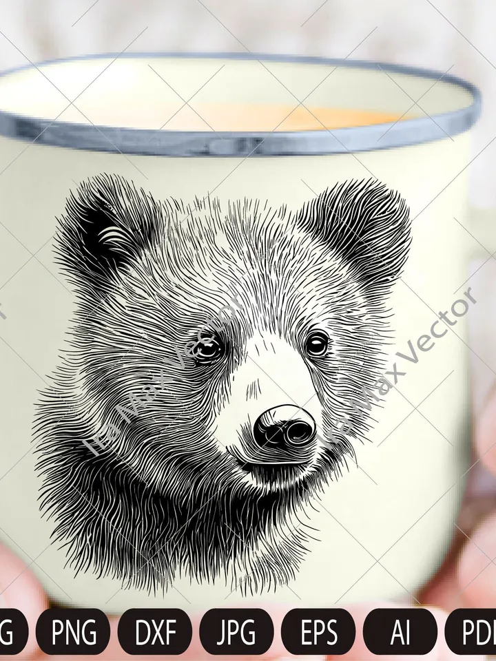Baby bear svg,Bear cub face svg,Little bear,Grizzly Bear,Bear detailed, Safari African Animals,Bear Cub,Nursery Wall Art, Kids Printable