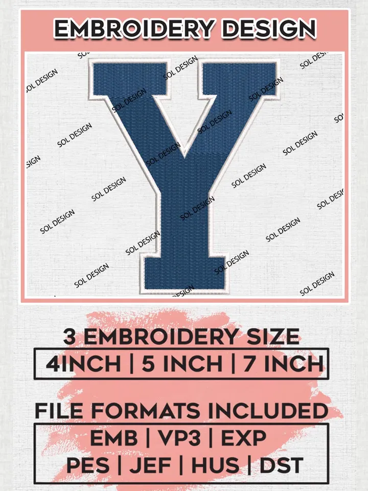 NCAA BYU Cougars Team Letter Logo Embroidery Design Files, NCAA BYU Cougars Machine Embroidery, NCAA Teams, 3 sizes, NCAA Machine embroidery designs, Digital Download