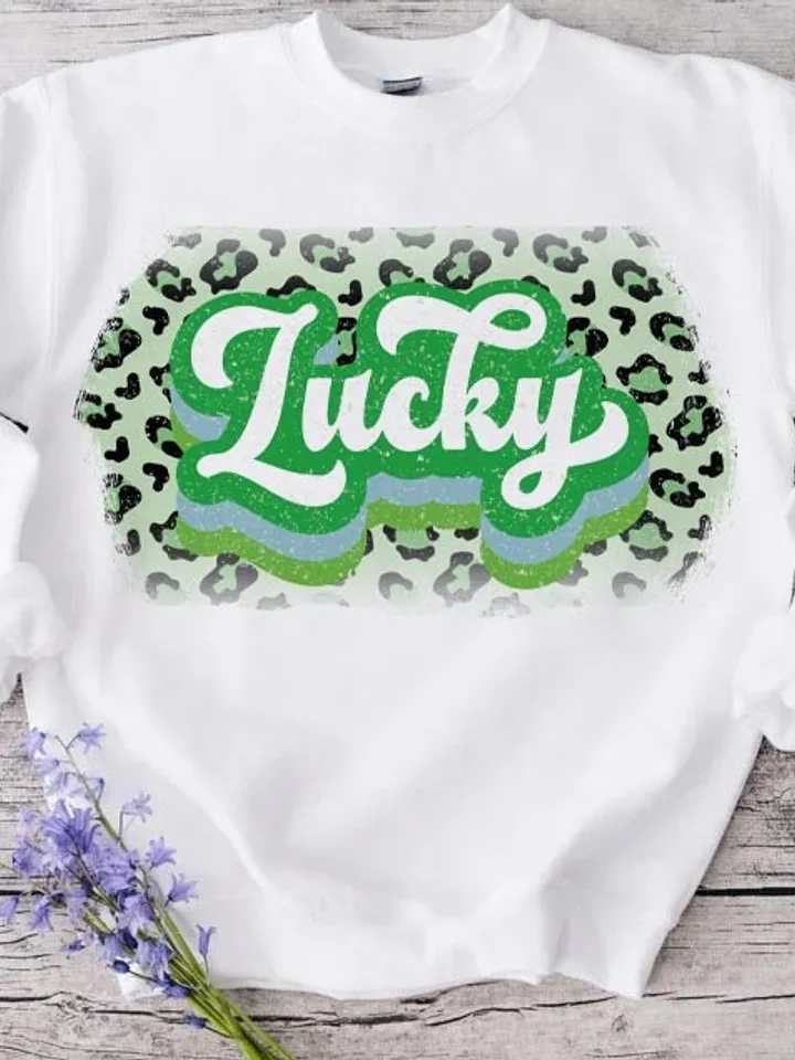 St. Patrick's Day Png, Lucky Png, Retro St. Patty's Day Png, Green Leopard, Retro Png, Lightning Bolt, Sublimation Design, Digital Download