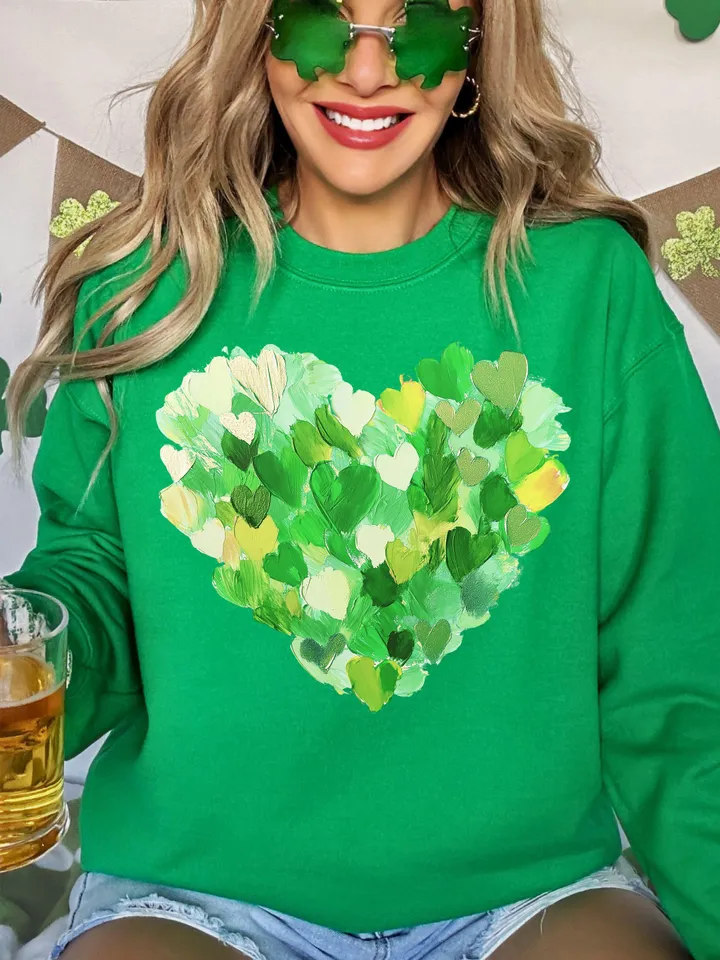 St. Patrick’s Day Heart Brushstroke png, 4 leaf clover png, St Patrick's Day png, Irish png, Shamrock png designs, Coquette st patrick Png