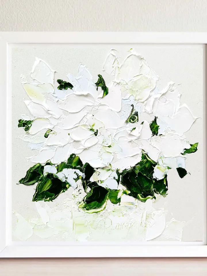 Flowers Painting Peonies Original Art Impasto Oil Painting Abstract Fine Studio Art Floral 6 by 6 by ArtProkopaloSv