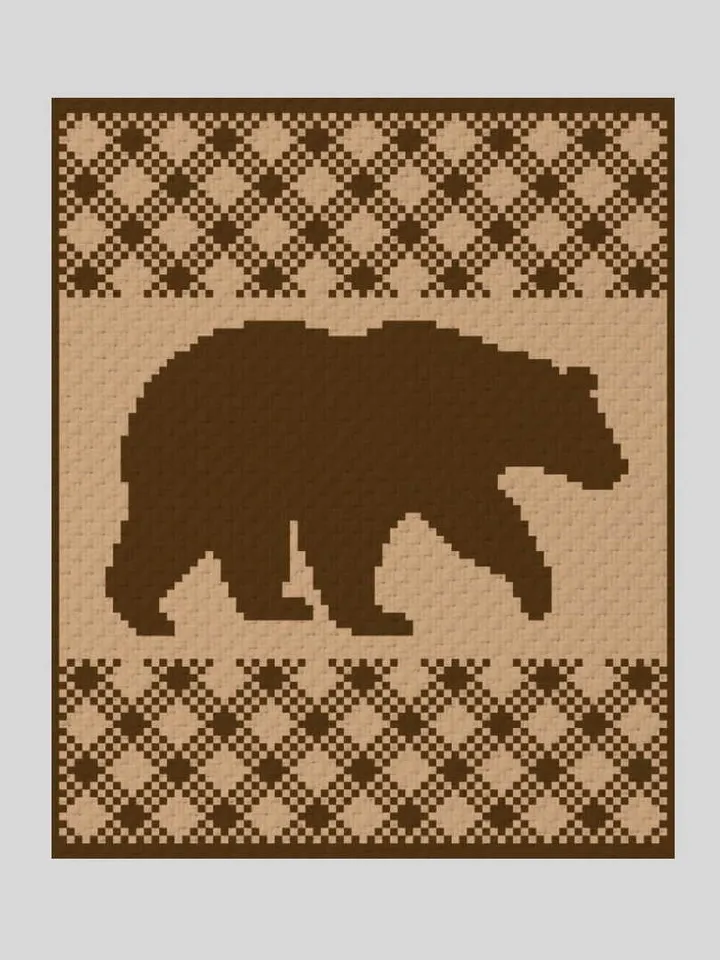 Buffalo Plaid Bear-Crochet C2C Graphgan pattern PDF