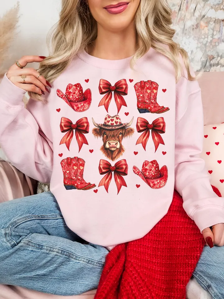 Howdy Valentine Coquette png, Valentines Cow print png, Valentines Sublimation PNG, Red Cowgirl png, Vday shirt designs, Coquette bow png
