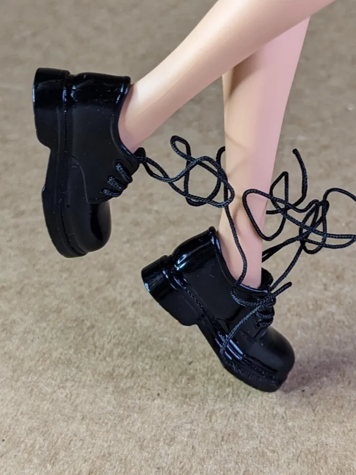 Black school lace-up boots for 11 inch female dolls (MH g1, g2, g3 or EAH)
