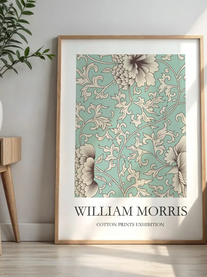 William Morris Style Wall Art Print Vintage Textile Poster Museum Inspired Design Home Decor Interior Pattern Digital Download Gift