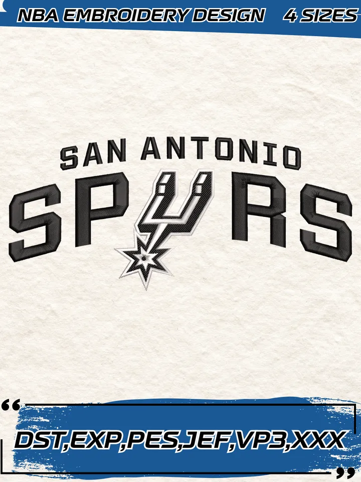 San Antonio Spurs Embroidery Designs,NBA Logo Embroidery Files, Machine Embroidery Design File, 4 Sizes,Digital Download