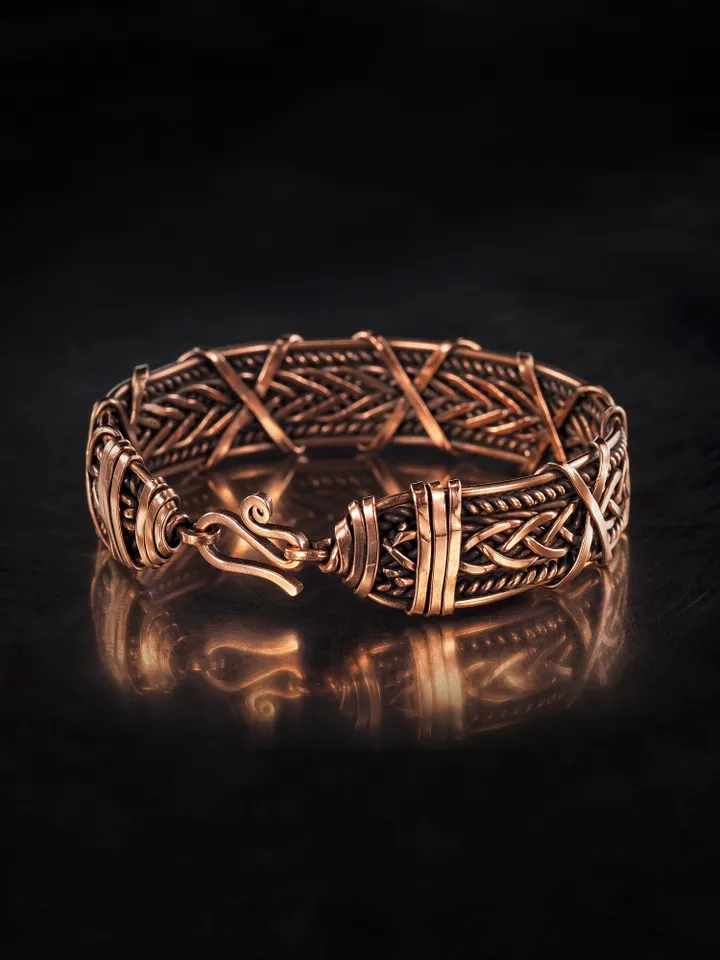 Woven copper wire bracelet Antique style handcrafted copper jewelry Unique gift