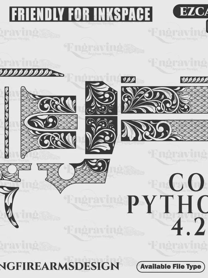 Colt Python 357 4.25Inch Design svg,lasercut,laserengraving,fiberlaser,engravingfiles,laserpattern,engravingdesign,engravingpattern,metalart