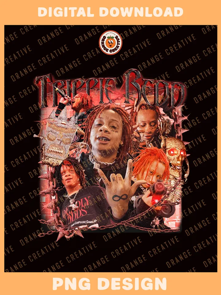 90s Trip.pie Redd Rapper Bootleg T-shirt PNG, 90s Bootleg Template, Graphic Trip.pie Redd PNG Files, Custom Bootleg Hip Hop Rap Tee, Digital Download