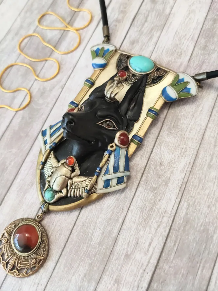 Anubis necklace, Egyptian jewelry, Ethnic necklace, Anubis pendant, Anubis jewelry
