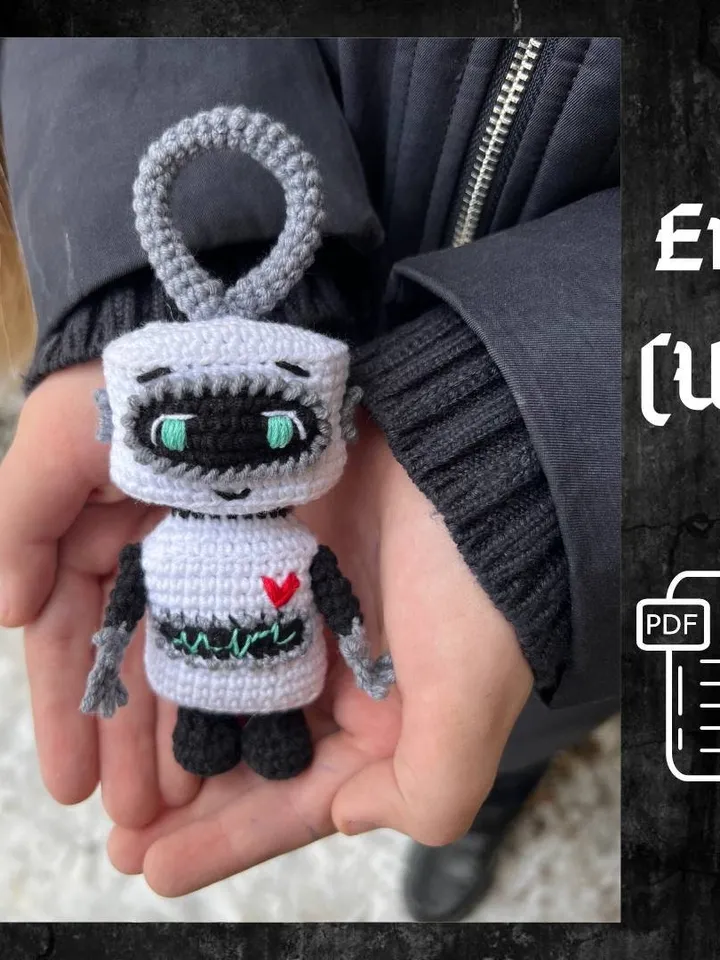 Pdf Crochet Amigurumi Robot Pattern, Keychain Amigurumi Pattern, CROCHET PATTERN ONLY, crochet pattern, amigurumi tutorial, robot doll