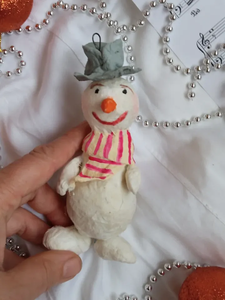 Handmade Snowman Friends Christmas Ornament - Xmas decorations. Christmas tree toy