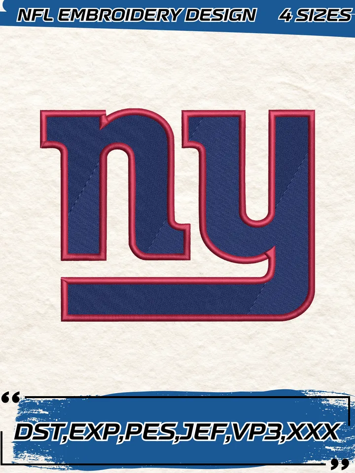 New York Giants Embroidery Design,NFL Logo Embroidery Design,Machine Embroidery Design File,4 Sizes, Digital Download