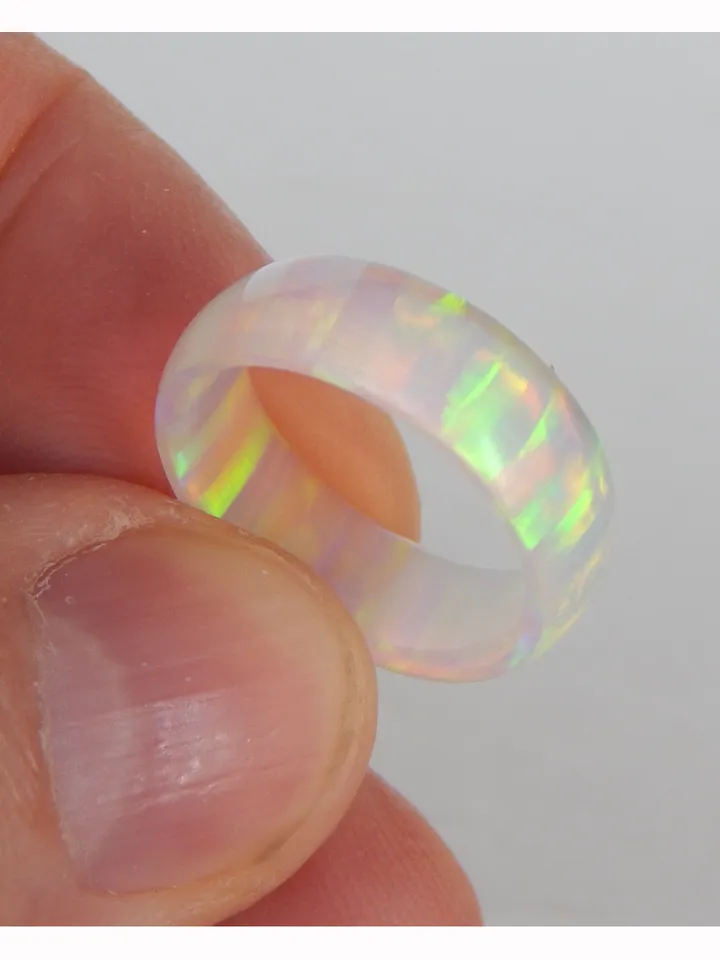 Very beautiful unique opal ring. Solid opal ring. Transparent opal ring.