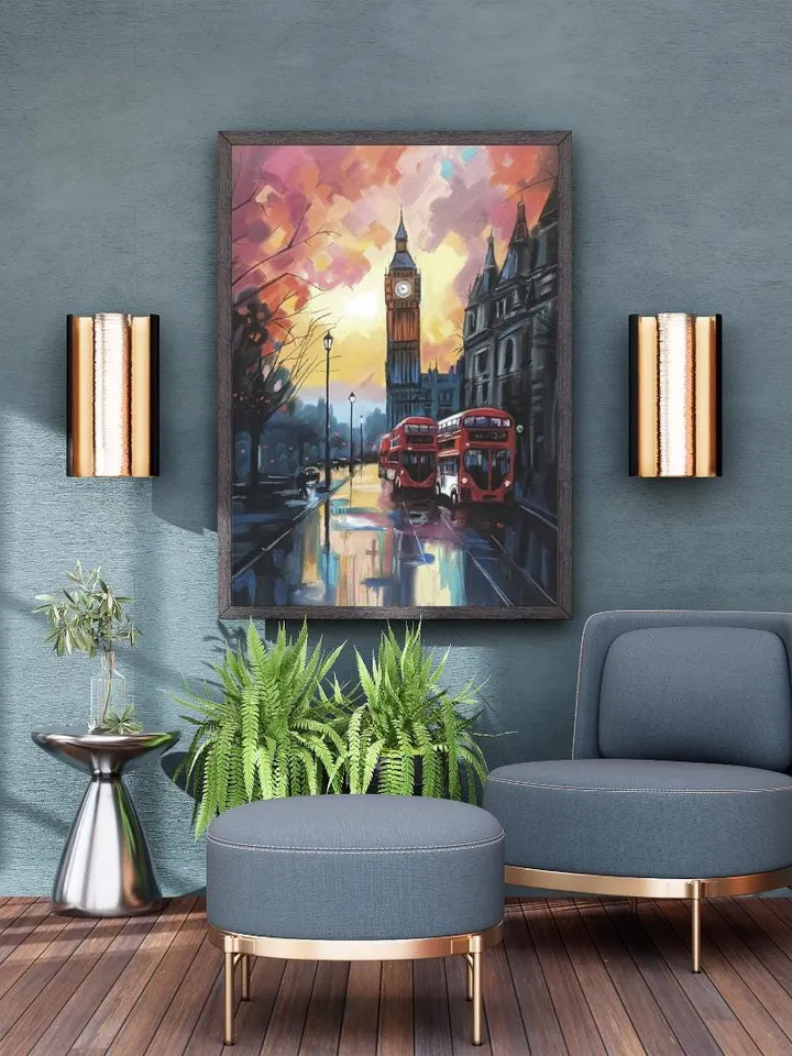 New house gift personalize | Living room wall art | Big Ben London hand drawn pastel painting