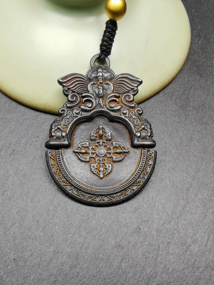 Gandhanra Antique Tibetan Buddhism Cross Vajra Amulet with Garuda Kirtimukha - Unique Thokcha Pendant Protective Charm