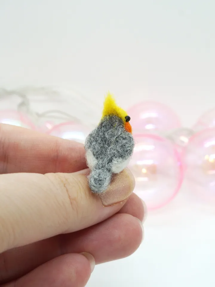 Miniature needle felted gray cockatiel, tiny pet, cockatiel, made to order