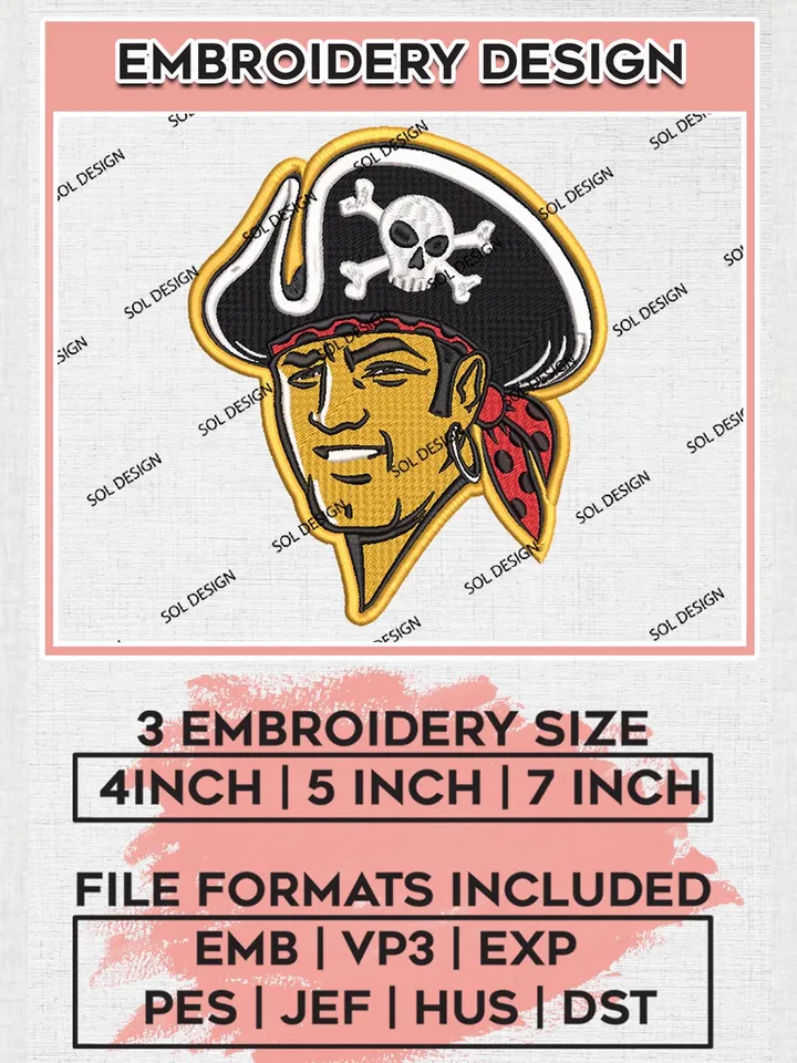 MLB Pittsburgh Pirates Logo Embroidery Design Files, MLB Pittsburgh Pirates Team Embroidery, MLB Teams, 3 sizes, MLB Machine embroidery designs, Digital Download