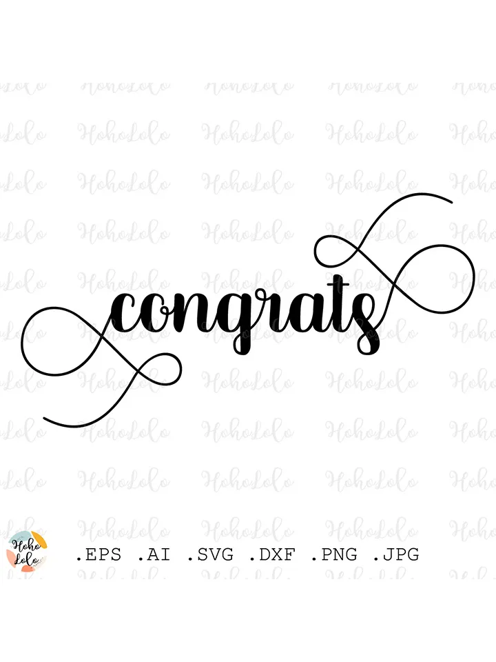 Congrats Svg, Congrats Cricut, Lettering Cricut, Congrats Clipart Png, Congrats Stencil Template Dxf