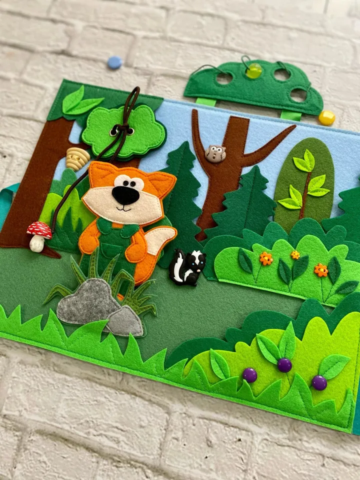 Waste Sorting Activity Quiet book Pattern pdf, Felt book pattern, Soft sensory book template, Busy book sewing ideas kids 2, 3, 4 year old