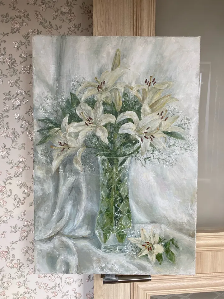 Oil painting "White Lilies"