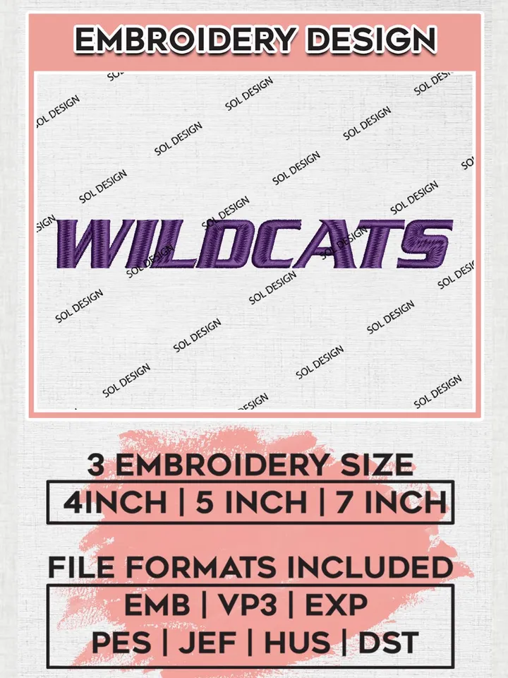 Kansas State Wildcats College Team Writing Logo Embroidery Design Files, NCAA Kansas State Wildcats Machine Embroidery, NCAA Teams, 3 sizes, NCAA Machine embroidery designs, Digital Download