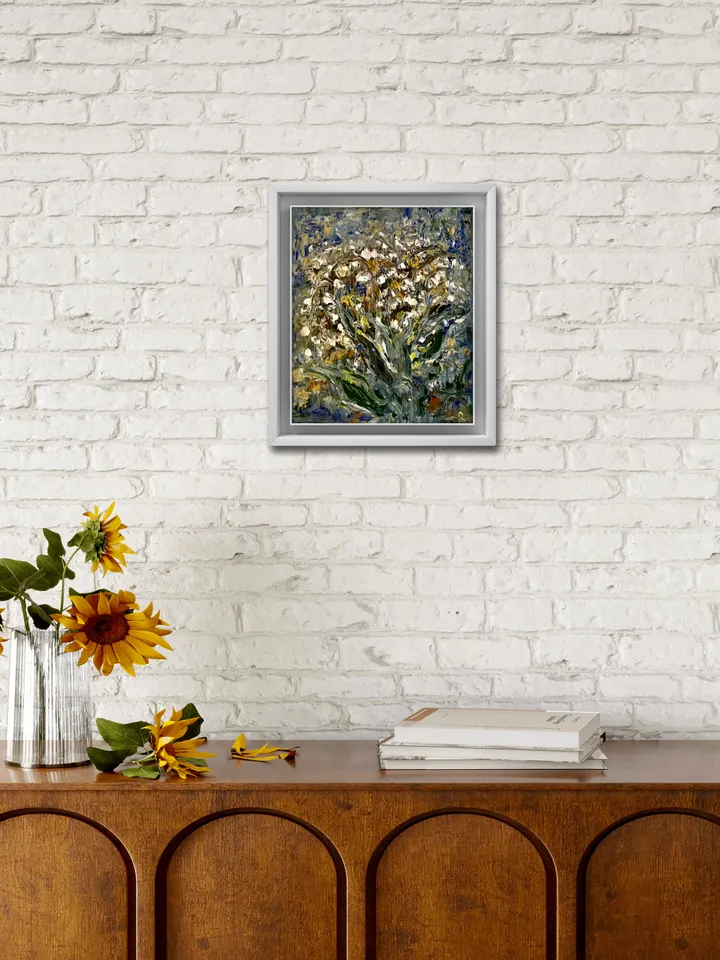 Abstract lillies of the valley,original oil impasto style painting on canvas,abstract flowers painting,unique gift,home decoration.