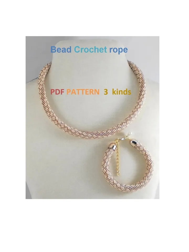 Bead Crochet Rope Necklace Bracelet pattern, pattern seed beads, DIY, bead jewelery, Instant Download, PDF patterns