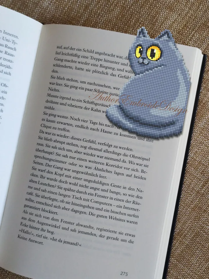 Funny cat Corner bookmark cross stitch pattern download PDF Cat cross stitch chart, Cat bookmark digital pattern PDF, Cat lover gift #B258