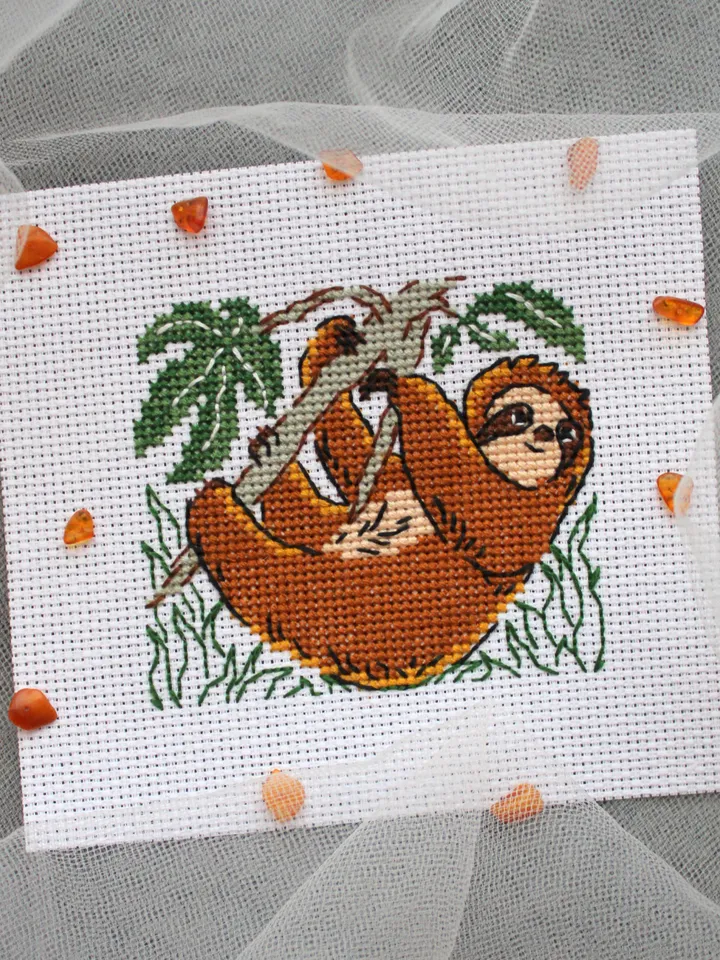 Cross stitch pattern Sloth, small cross stitch pattern PDF
