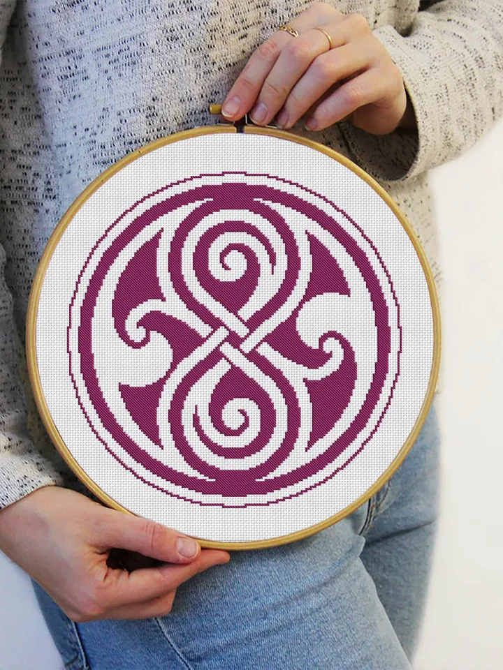 Celtic ornament cross stitch pattern download PDF, Monochrome mandala cross stitch chart, Celtic hourglass cross stitch, DIY Home decor #M21