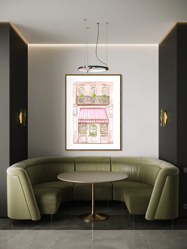 French Patisserie Bakery Art Print, Watercolor Painting, Paris Food Art, Sweet Shop Art Print, Pastel Kitchen Decor, Cute City Art Print
