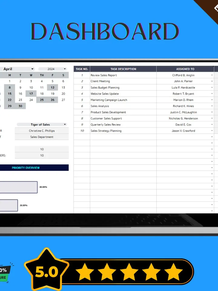 Team Task Assignment Tracker Template, Editable Google Sheets, Project Task Management Tool, Team Collaboration Sheet