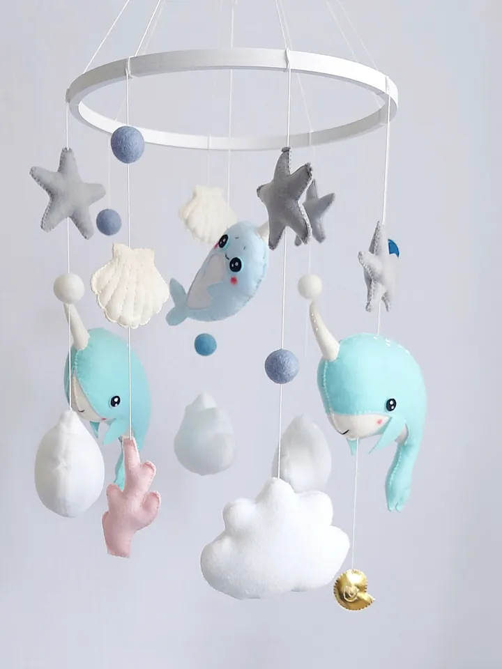 Baby mobile gender neutral for Nautical nursery decor, sea creatures crib mobile