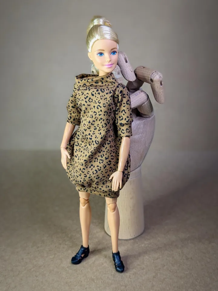 Handmade leopard printed boho dress for 1/6 scale fashion female dolls