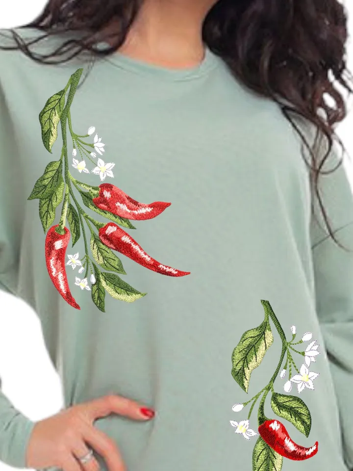 Hot pepper set machine embroidery design applique pattern digital embroidery pattern home and clothing décor embroidery motif floral design