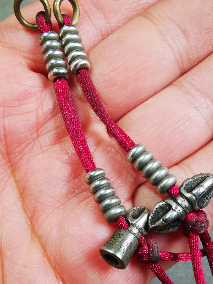 Gandhanra Handmade Tibetan Buddhist Mala Counters,Prayer Bead Counters,with Dorje and Vajra,Made of White Copper