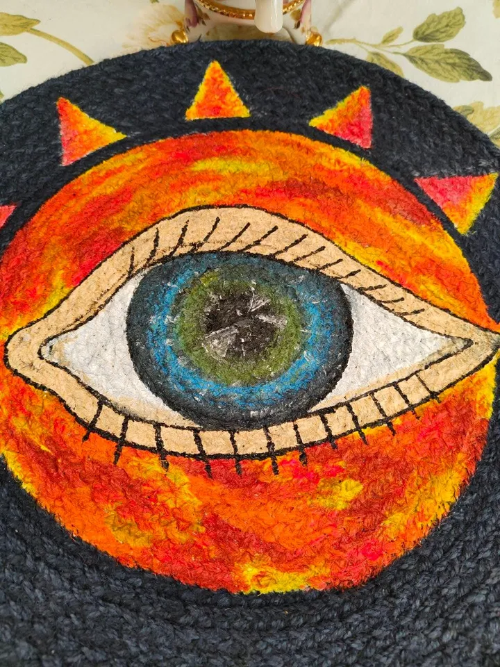Third eye,mug rug,all-seeing eye,wall painting,placemat,sun eye,ethnic amulet,sacred geometry,talisman,vedic gift,symbol,angel aura,tapestry