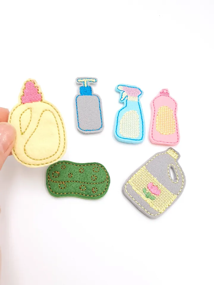 Dollhouse Hygiene Set ITH Embroidery Design Pattern, Miniature Felt Bottles Sponge, Bathroom Pretend Play Toy Digital File