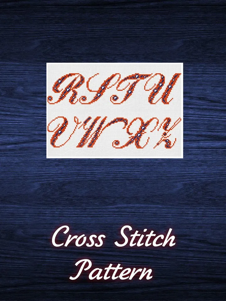Vintage Cross Stitch Pattern Alphabet Counted Digital Download PDF