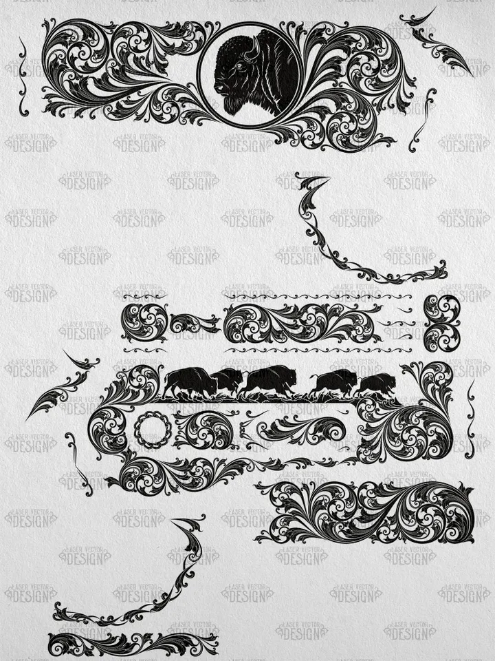 VECTOR DESIGN Winchester 1886 Buffalo and scroll