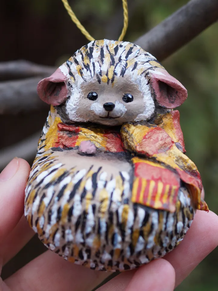 Spun cotton ornament - Hedgehog