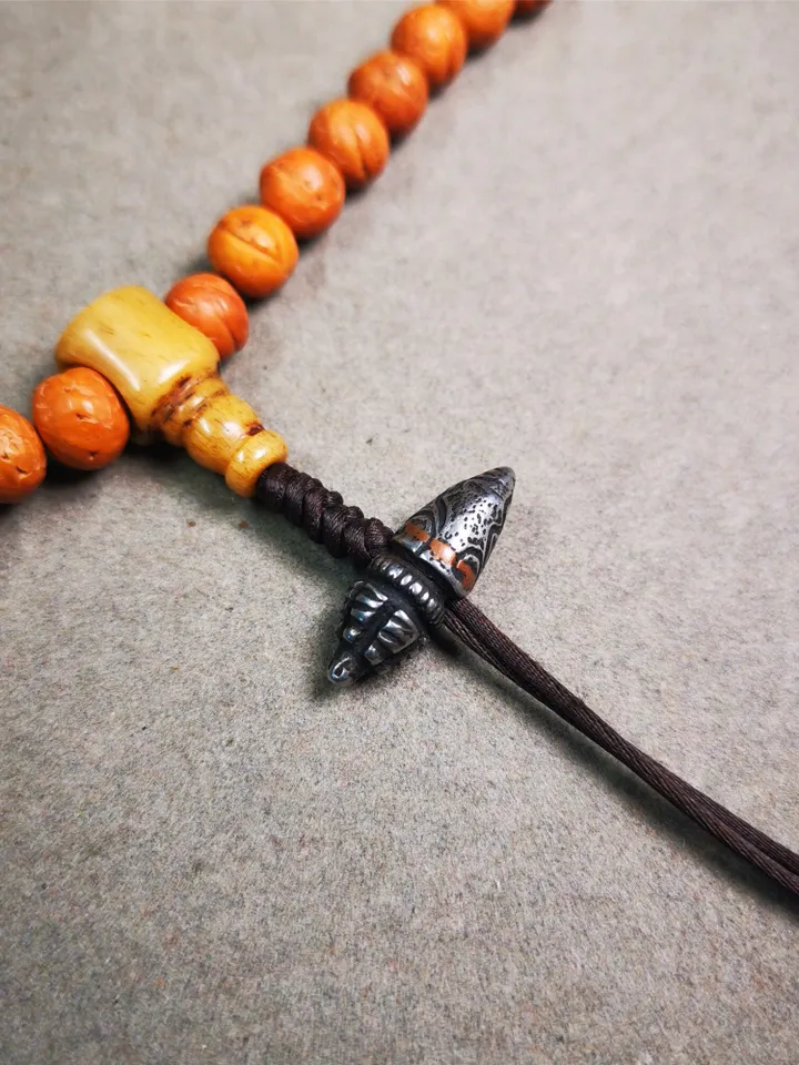 Gandhanra Handmade Tibetan Amulet,Stupa Pagoda Pendant Bead,Spacer Bead for Mala,Bag Hanging,Prayer Bead Accessories,0.9" × 0.3"
