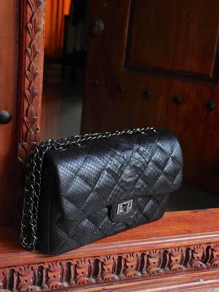 Genuine python skin classy stitched big crossbody  | designer women leather handbag | snakeprint bag | crossbody purse |  gift for her