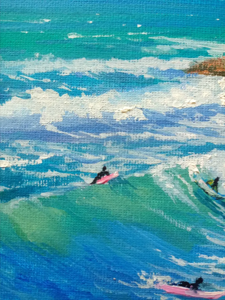 Seascape ocean art three triptych paintings Coastal Art Sun sea sky wave cliffs original art Triptych small painting impressionism